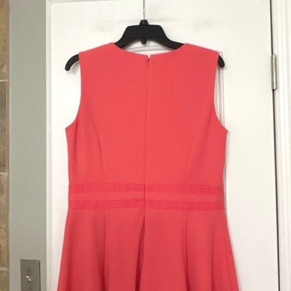 Calvin Klein Watermelon Pink A Line Fit To Flare Dress Mesh Ribbon Detail 12 - Picture 8 of 14